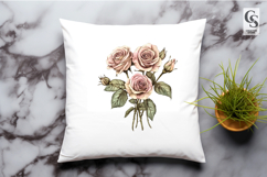 Vintage Pink Rose Bouquet Clipart Sublimation PNG Product Image 2
