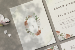 elegant wedding invitation card with roses watercolor Product Image 2