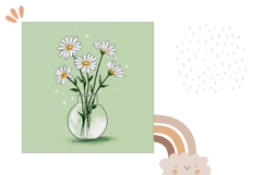 Green Pillow Design, Cartoon Flowers Pillow Template Product Image 2