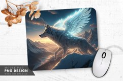 Frosting Wolf Over Snowy Peaks Mouse Pad PNG Design Product Image 1