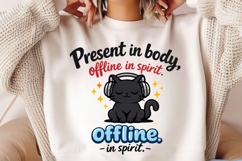 Present In Body Offline In Spirit Funny Introvert Cat Shirt Product Image 2