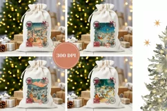 Christmas Village Santa Sack Designs, Christmas Gift Bag Product Image 2