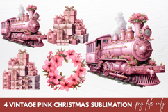 Vintage Pink Christmas Sublimation Clipart Product Image 1