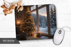 Cozy Holiday Scene with Christmas Tree Mouse Pad PNG Design Product Image 1