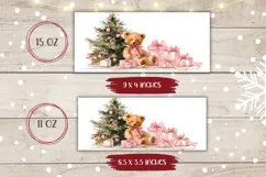 Cartoon Christmas Teddy Bear Mug, Pink Christmas Mug PNG Product Image 2