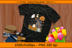 Cute Christmas Ghost Cat and Pumpkin House PNG Product Image 2