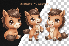 15 Bundle Watercolor Brown Cute Horse Baby Foal Pony Unicorn Product Image 2
