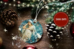 Vintage Winter Forest Ornament PNG, Christmas Sublimation Product Image 2