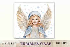 Christmas Sublimation Tumbler Design, Watercolor Cute Angel Product Image 2