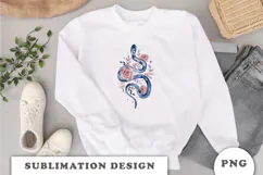 Watercolor Snake with Flowers png Product Image 2