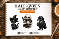 Cute Gothic Halloween Stickers Dark Academia Creepy school Product Image 1
