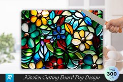 Stained Glass Flowers Cutting Board Sublimation Design Product Image 1