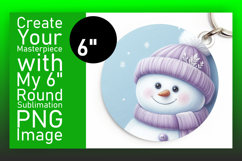 Sophisticated Round Design Keychain Template , Snowman Product Image 1