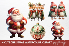 Cute Christmas Watercolor Clipart Sublimation PNG Product Image 1