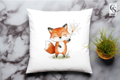 Cute Fox Fireworks Watercolor Clipart PNG Product Image 2