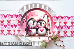 Valentine Penguin Round Sign Sublimation - Clipart PNG Product Image 3