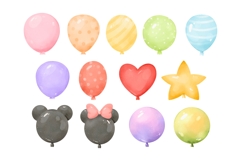 Watercolor Colorful Balloons Clipart Product Image 2