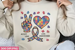 Accept LOve PNG, Autism Sublimation PNG Product Image 3