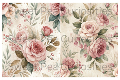 Shabby Chic, Pink, Paper, Floral, Papers, Junk Journal Product Image 2