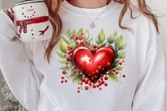 Christmas Hearts Watercolor Clipart, Christmas PNG Product Image 2