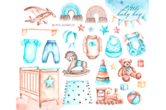 Baby boy watercolor set. Birthday. Product Image 2