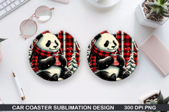 Panda Car Coaster Sublimation| Christmas Coaster PNG Product Image 1