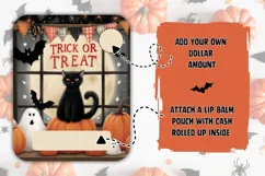 Cartoon Black Cat Money Card, Printable Halloween PNG Product Image 2