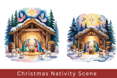 Christmas Nativity Scene Clipart, watercolor Nativity Scene Product Image 1