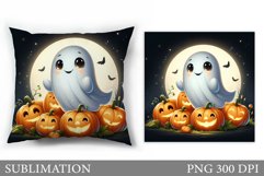 Cute Ghost Pillow Design. Cute Halloween Sublimation Product Image 1
