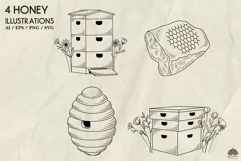 Bee hive and Honeycomb Svg Png Eps Product Image 2
