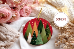 Red Christmas Ornament Print, Winter Round Ornament Product Image 2