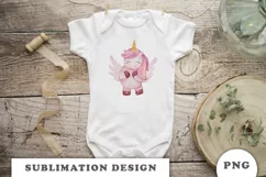 Watercolor cute unicorn sublimation png Product Image 2