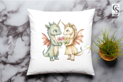 Unicorn Dragon Flower Clipart Sublimation PNG Product Image 2