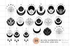 Floral moon svg bundle, Lotus svg, Moon phases svg, Mystical Product Image 2