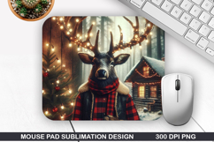 Deer Mouse Pad Sublimation, Christmas Mouse Pad PNG Product Image 1