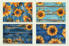 Blue Wooden Sunflowers Cutting Boards sublimation Design Product Image 2