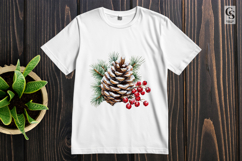 Pinecone and Red Berry Botanical Clipart PNG Product Image 2