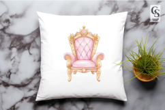 Watercolor Pink Royal Throne Clipart Sublimation PNG Product Image 2
