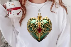 Christmas Hearts Watercolor Clipart, Christmas PNG Product Image 2