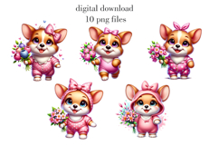 Corgi girl clipart, Cute Corgi dog png print, Corgi puppy Product Image 2