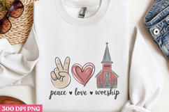 Peace Love Worship PNG, Retro Church Sublimation PNG Product Image 3