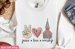 Peace Love Worship PNG, Retro Church Sublimation PNG Product Image 3