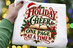 Holiday Cheer One Page at a Time Christmas Book Lover Design Product Image 3