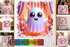 Cheerful Tote Bag Gift Magic PNG, 3D Cute Ghost Product Image 1