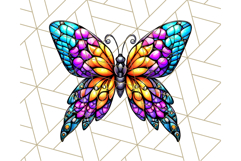 Stained Glass Hearts and Butterflies Clipart PNG Product Image 2
