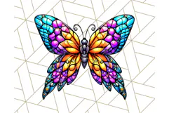 Stained Glass Hearts and Butterflies Clipart PNG Product Image 2