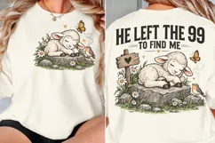 He Left the 99 Front Back Christian PNG, Lamb Christian Fron Product Image 2