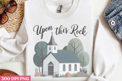 Upon this Rock PNG, Retro Church Sublimation PNG Product Image 3