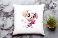 Cute Puppy Reading Book Clipart Sublimation PNG Product Image 3