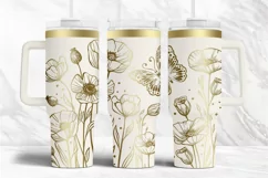 40oz Tumbler laser svg Wildflowers wrap|Floral and Butterfly Product Image 1